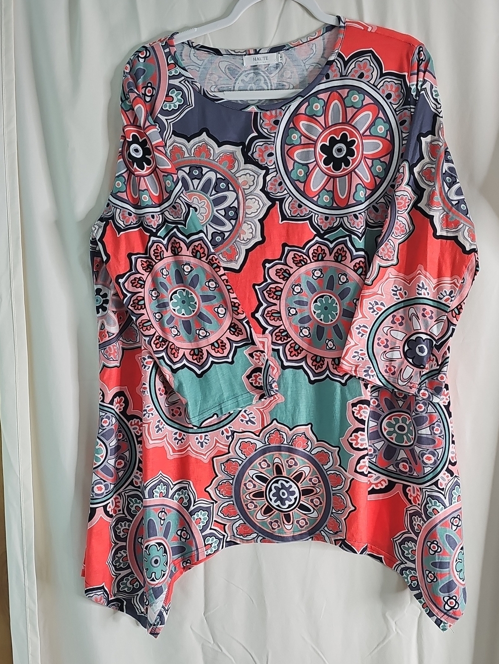 Haute Coral Multi-Print 3/4 Sleeve Women’s Top